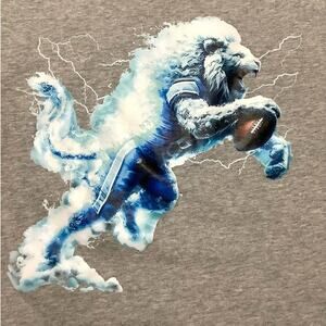 Unbranded Lions Football Themed Short Sleeve Crew Neck Graphic Tee